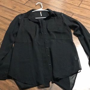 Free people black long sleeve blouse